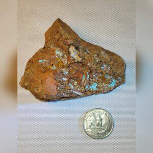 RARE Piece of Raw Aurichalcite with Calcite, Quartz and Small Bit of Azurite